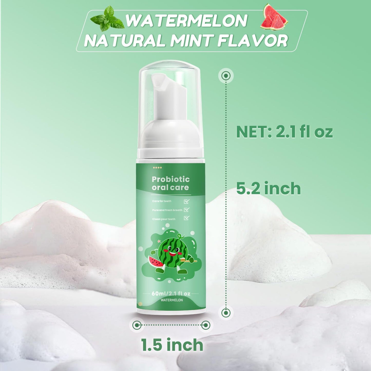 Kids Foam Fluoride Free Toothpaste – Mint Mix for U-Shaped Toothbrush