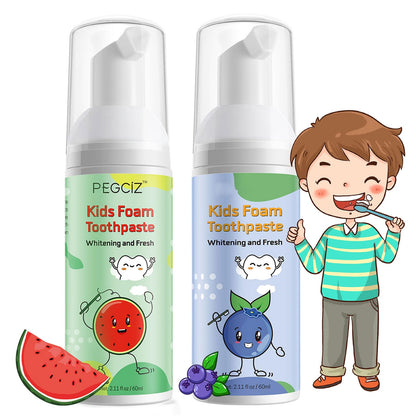 Kids Foam Toothpaste with Fruit Flavor - Low Fluoride Anti-Cavity (60ml x 2) | 360° Care