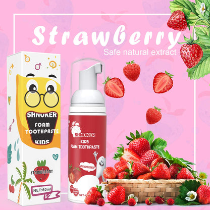 Kids Foam Toothpaste with Strawberry Flavor - Fluoride Free, 60ml for U-Shaped Electric Toothbrush (1 Pack)