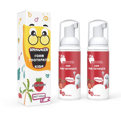 Kids Foam Toothpaste - Strawberry Flavor, Fluoride Free, 60ml (2 Pack) for U-Shaped & Electric Toothbrush