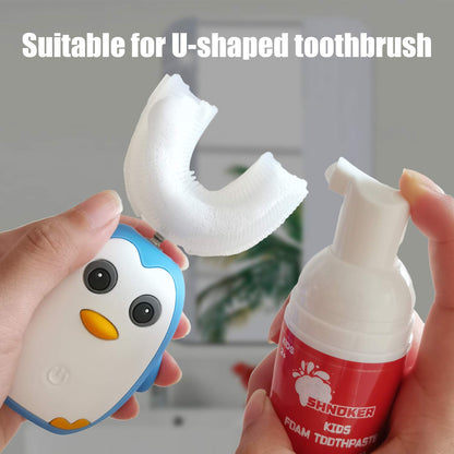 Kids Foam Toothpaste - Strawberry Flavor, Fluoride Free, 60ml (2 Pack) for U-Shaped & Electric Toothbrush