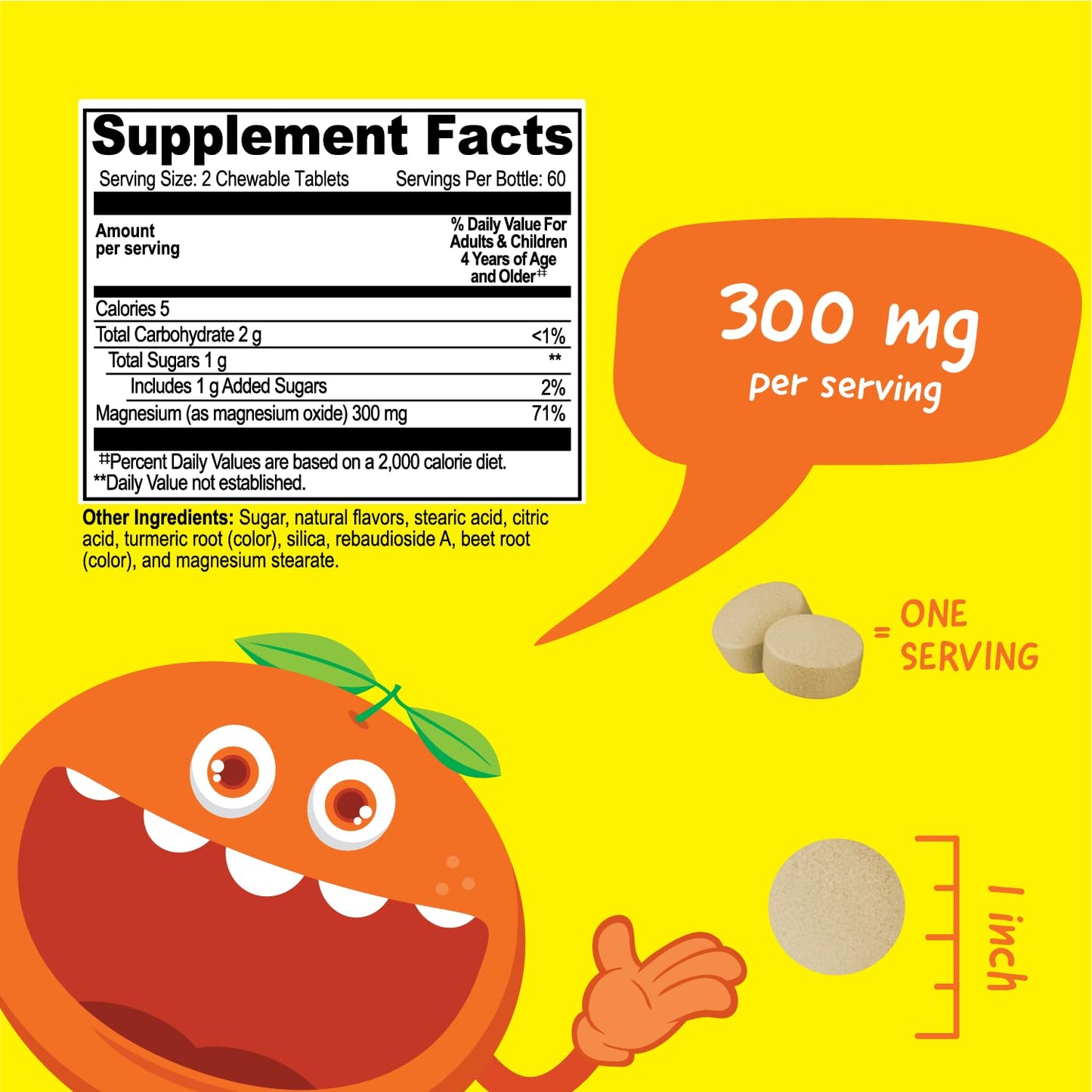 Kids Magnesium Chewable 300mg – Vegan, Non-GMO, Gluten Free | Vitaworks