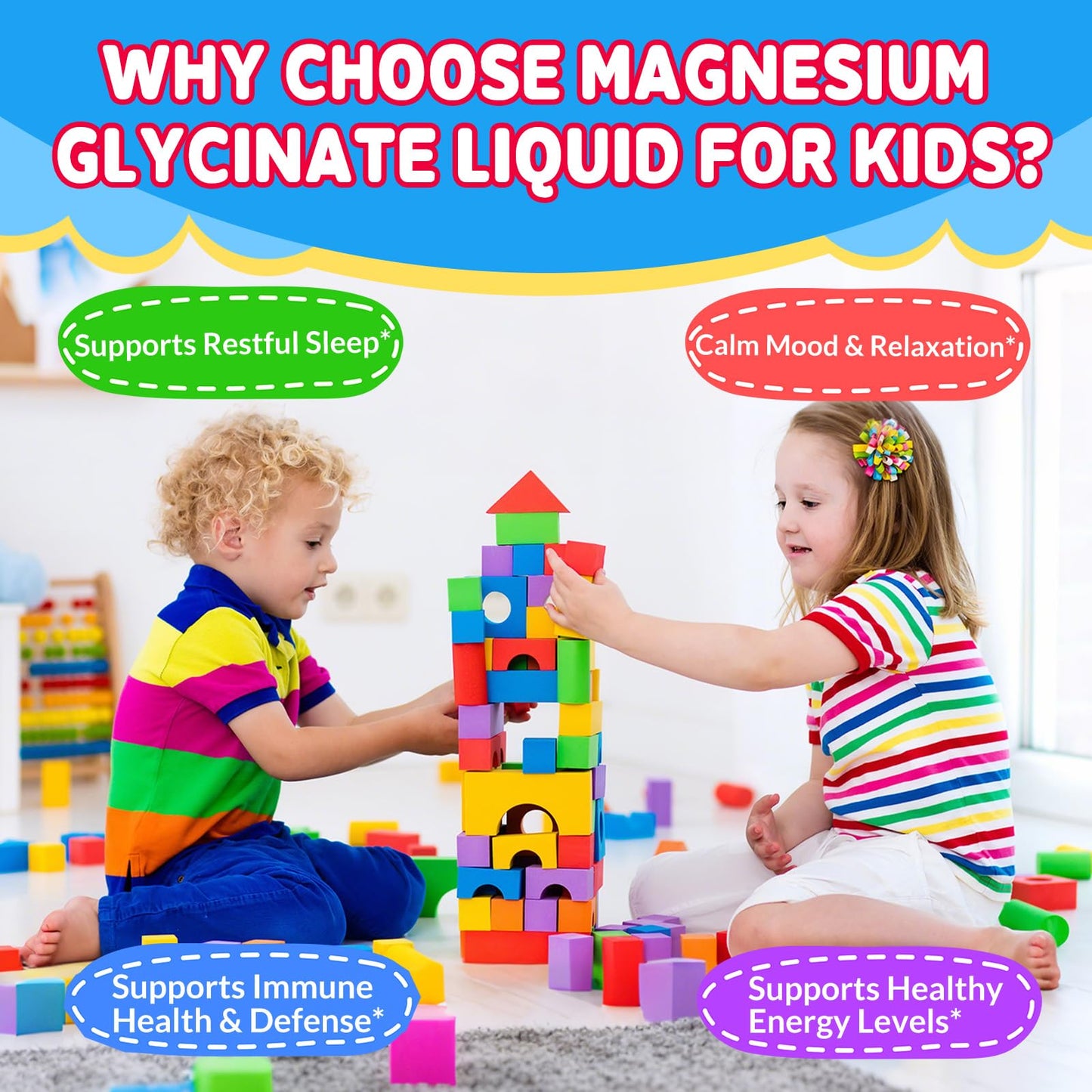 Kids Magnesium Glycinate Liquid Drops – Sleep, Calm & Focus (Strawberry, 2 fl oz)