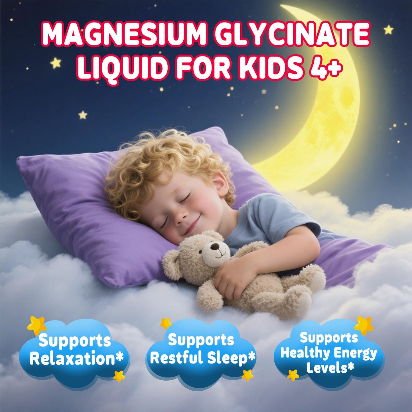 Kids Magnesium Glycinate Liquid Drops – Sleep, Calm & Focus (Strawberry, 2 fl oz)