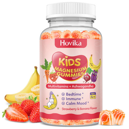 Kids Magnesium Gummies with L-Theanine & Multivitamins – Sleep, Calm & Focus (Strawberry Banana)