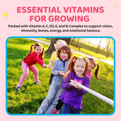 Kids Magnesium Gummies with L-Theanine & Multivitamins – Sleep, Calm & Focus (Strawberry Banana)