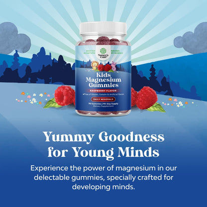Kids Magnesium Gummies – Calm, Raspberry Flavor (Mg Citrate) – 90 Count