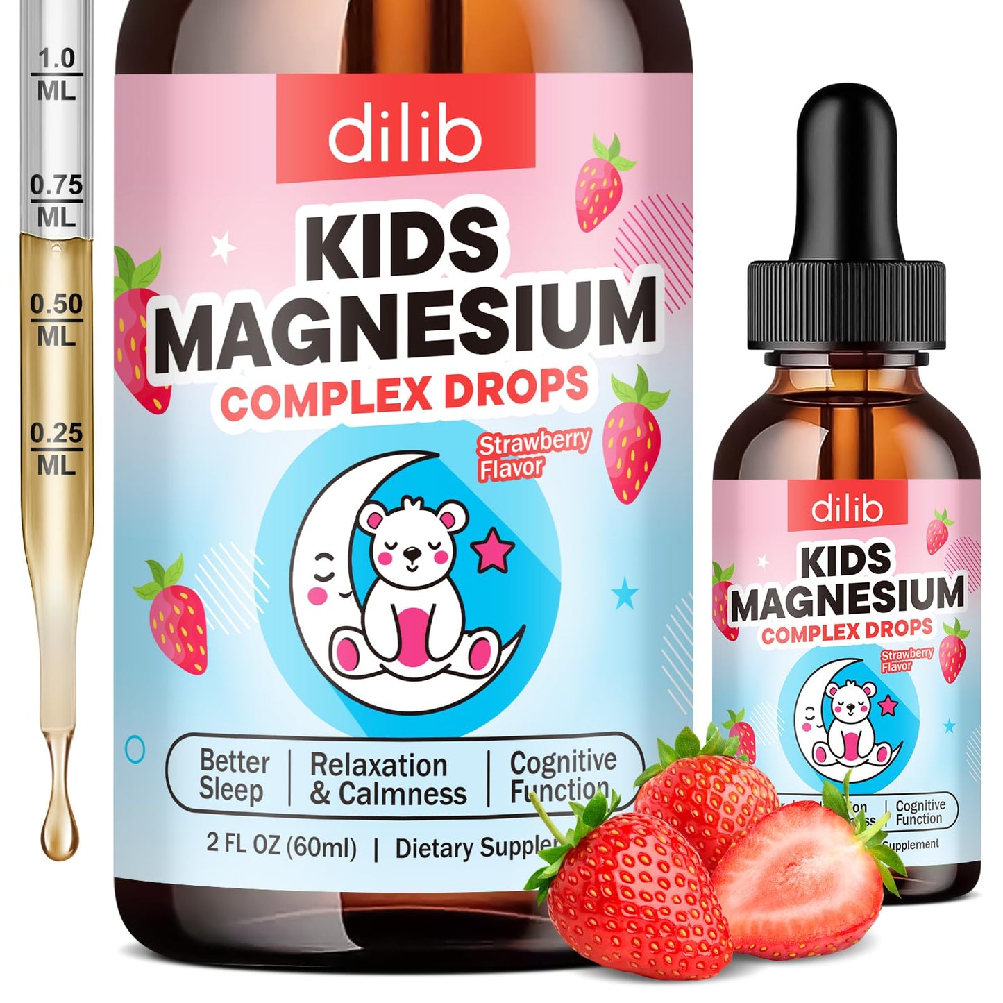 Kids Magnesium Liquid Drops – Glycinate & Citrate for Sleep, Calm, Focus, Bones