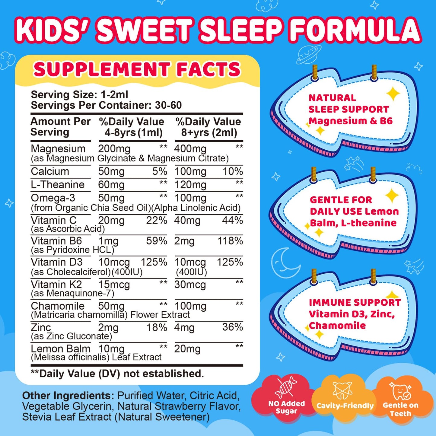 Kids Magnesium Glycinate Liquid Drops – Sleep, Calm & Focus (Strawberry, 2 fl oz)