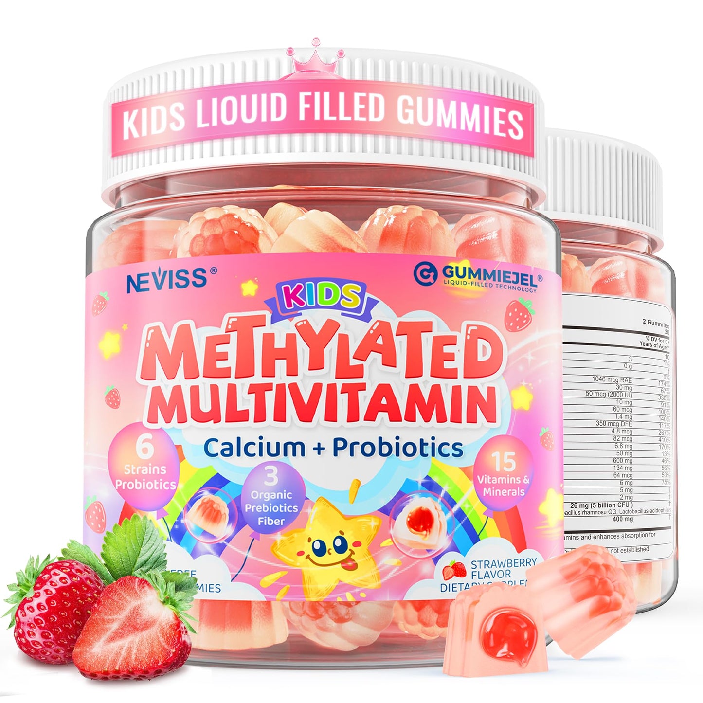 Kids Multivitamin Gummies with Calcium, Probiotics & D3 – 60 Ct