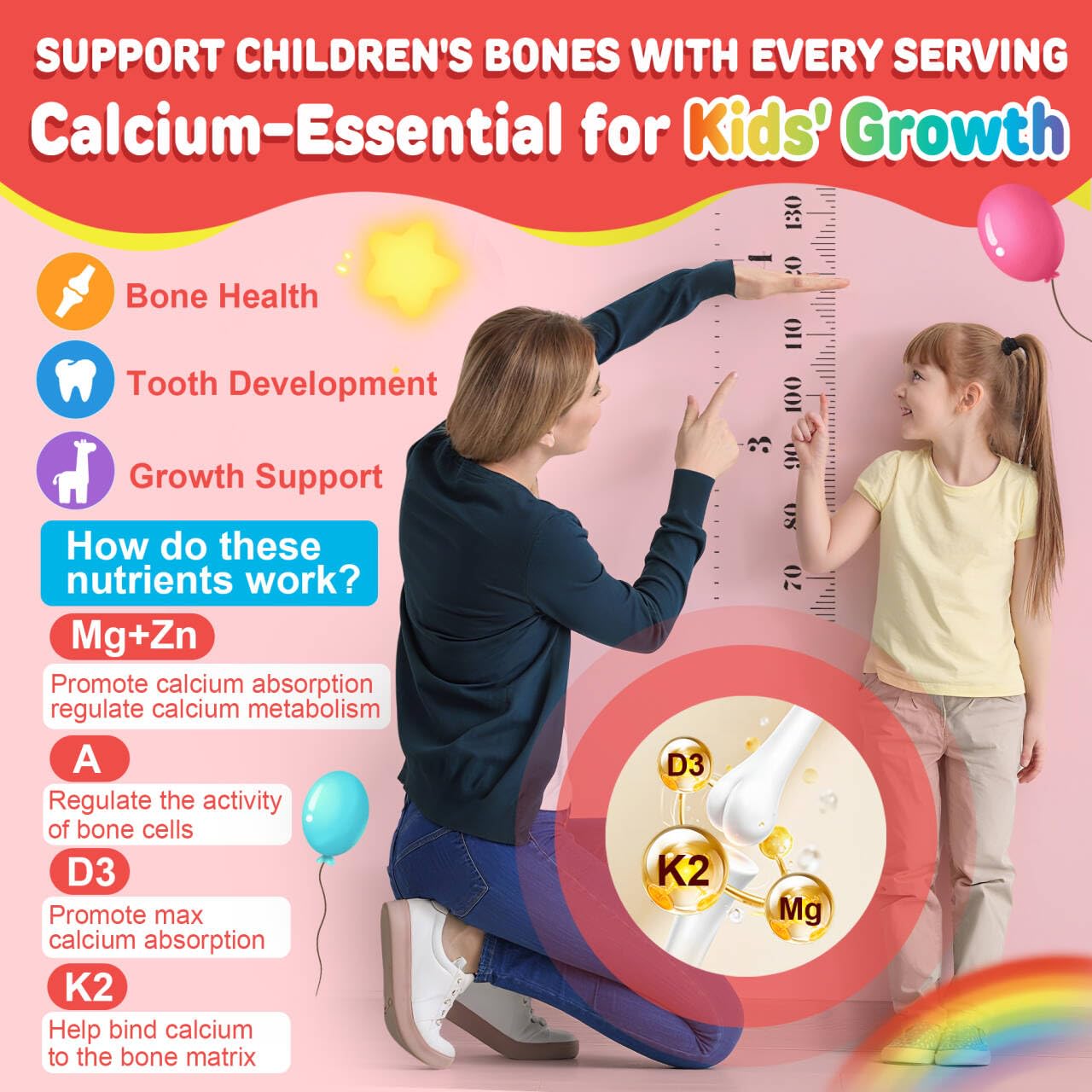 Kids Multivitamin Gummies with Calcium, Probiotics & D3 – 60 Ct