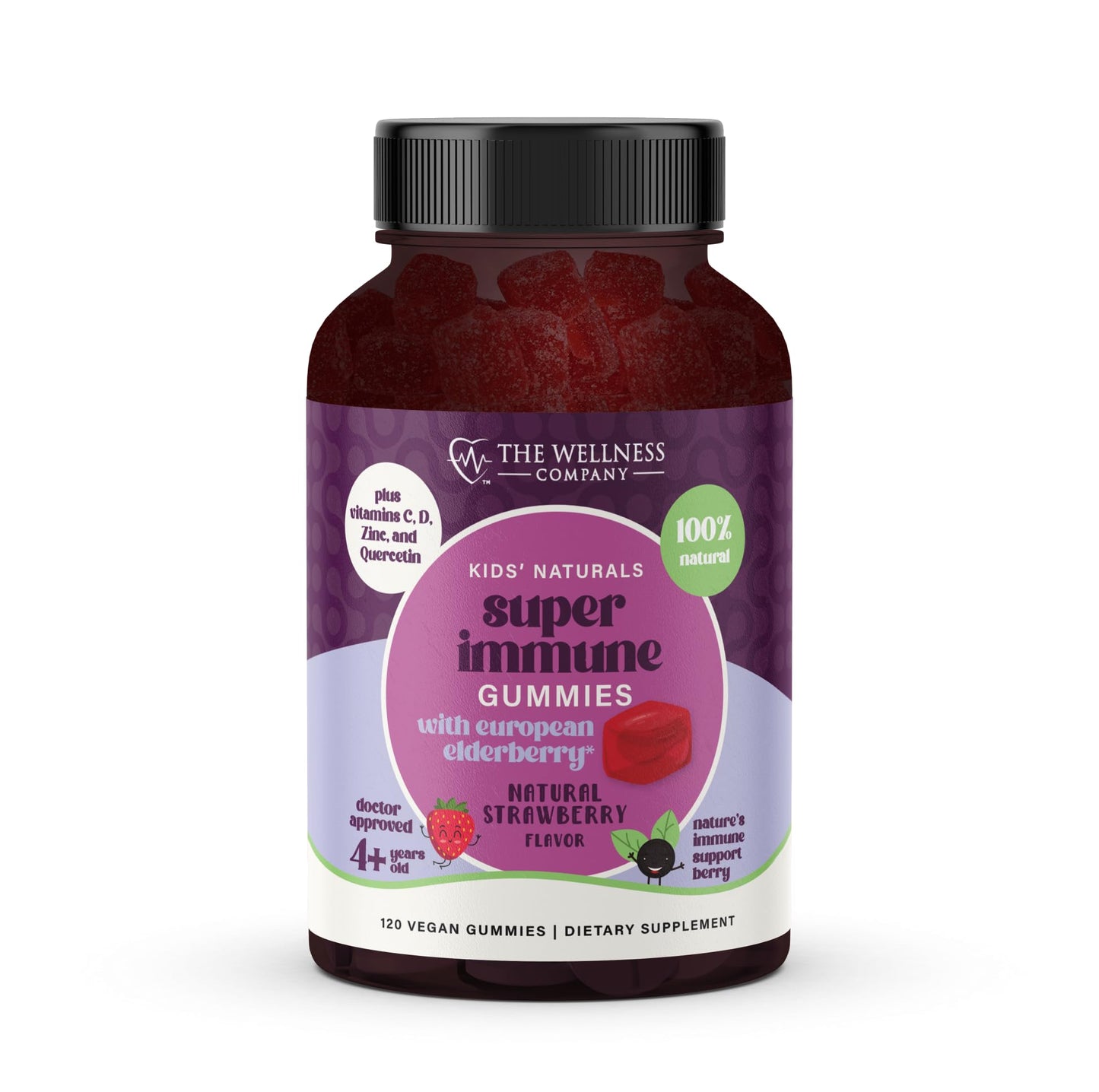 Kids Naturals Elderberry Gummies – Immune Support with Vitamin C & Zinc | 60ct