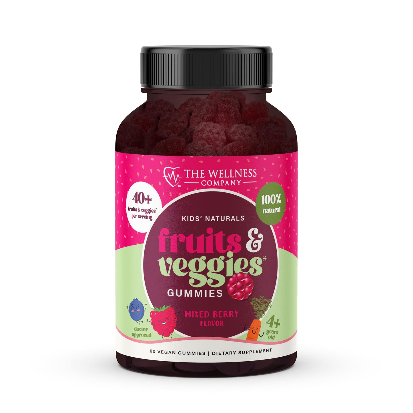 The Wellness Company Kids' Naturals Fruits & Veggies Gummies – Daily Nutrition Support | 60ct (1 Month Supply)