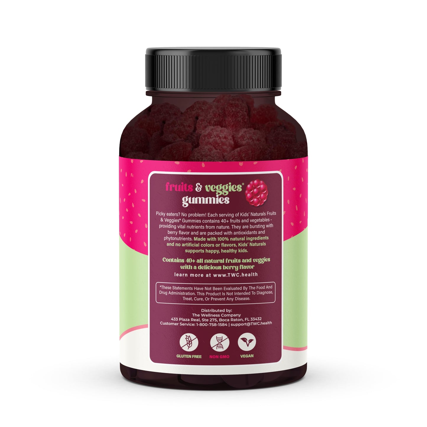 The Wellness Company Kids' Naturals Fruits & Veggies Gummies – Daily Nutrition Support | 60ct (1 Month Supply)