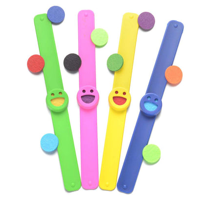 Kids Essential Oil Diffuser Bracelets Kit - 4-Pack Eco-friendly Silicone Wristbands, 20 Felt Refill Pads