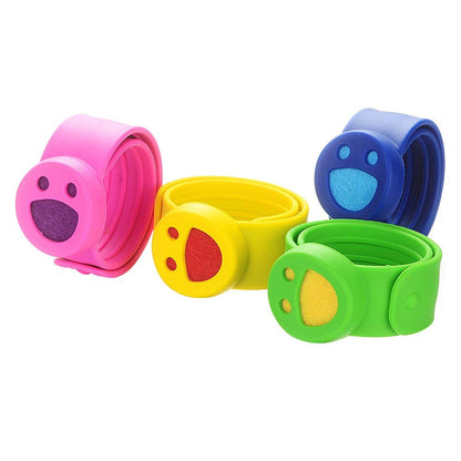 Kids Essential Oil Diffuser Bracelets Kit - 4-Pack Eco-friendly Silicone Wristbands, 20 Felt Refill Pads