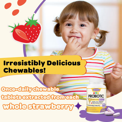 Kids Probiotic Chewables with 5 Billion CFUs | Immune Support & Digestive Health | 75 Servings per Bottle (Pack of 2)