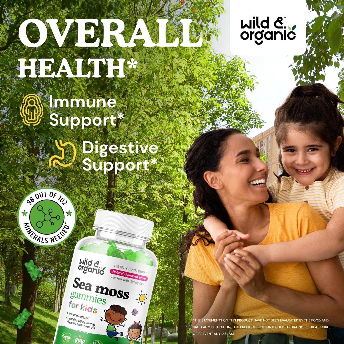 Wild & Organic Irish Sea Moss Gummies for Kids – 800mg Immune Support