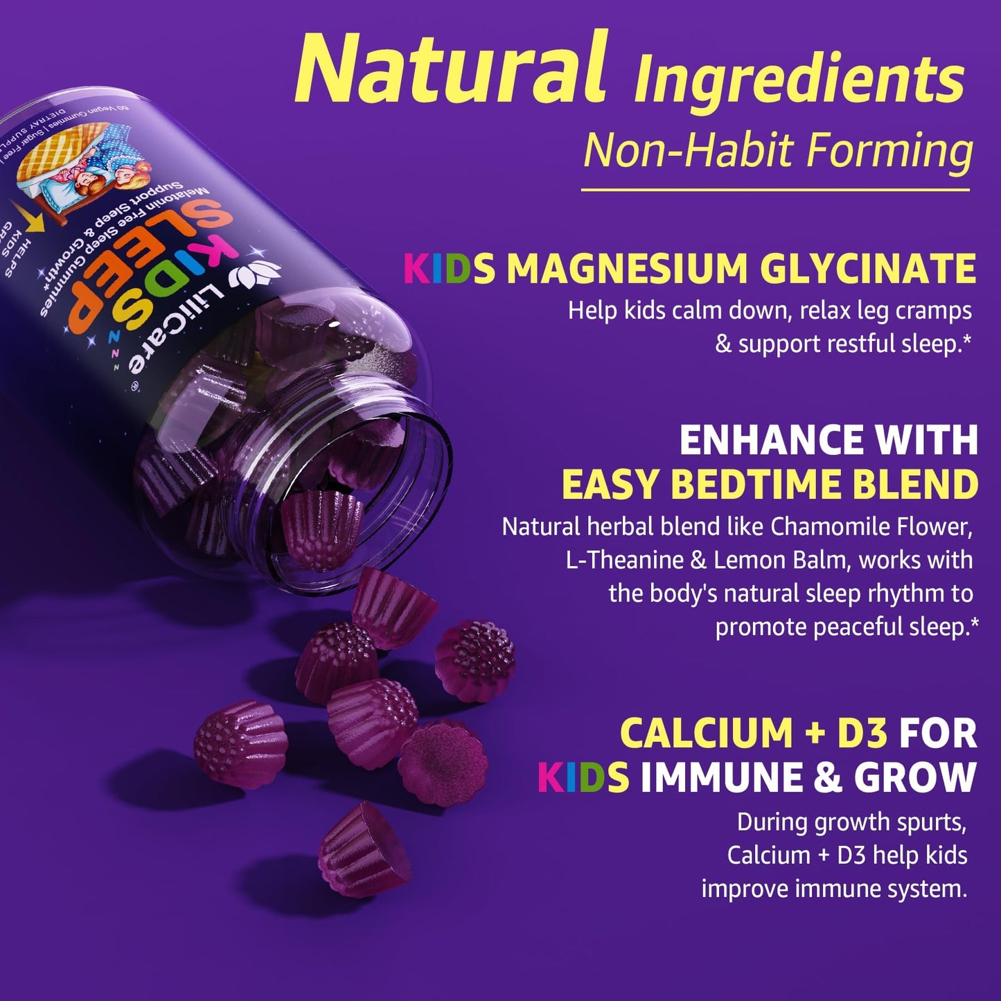 Kids Sleep Gummies - Melatonin-Free Sleep Aid with Magnesium Glycinate
