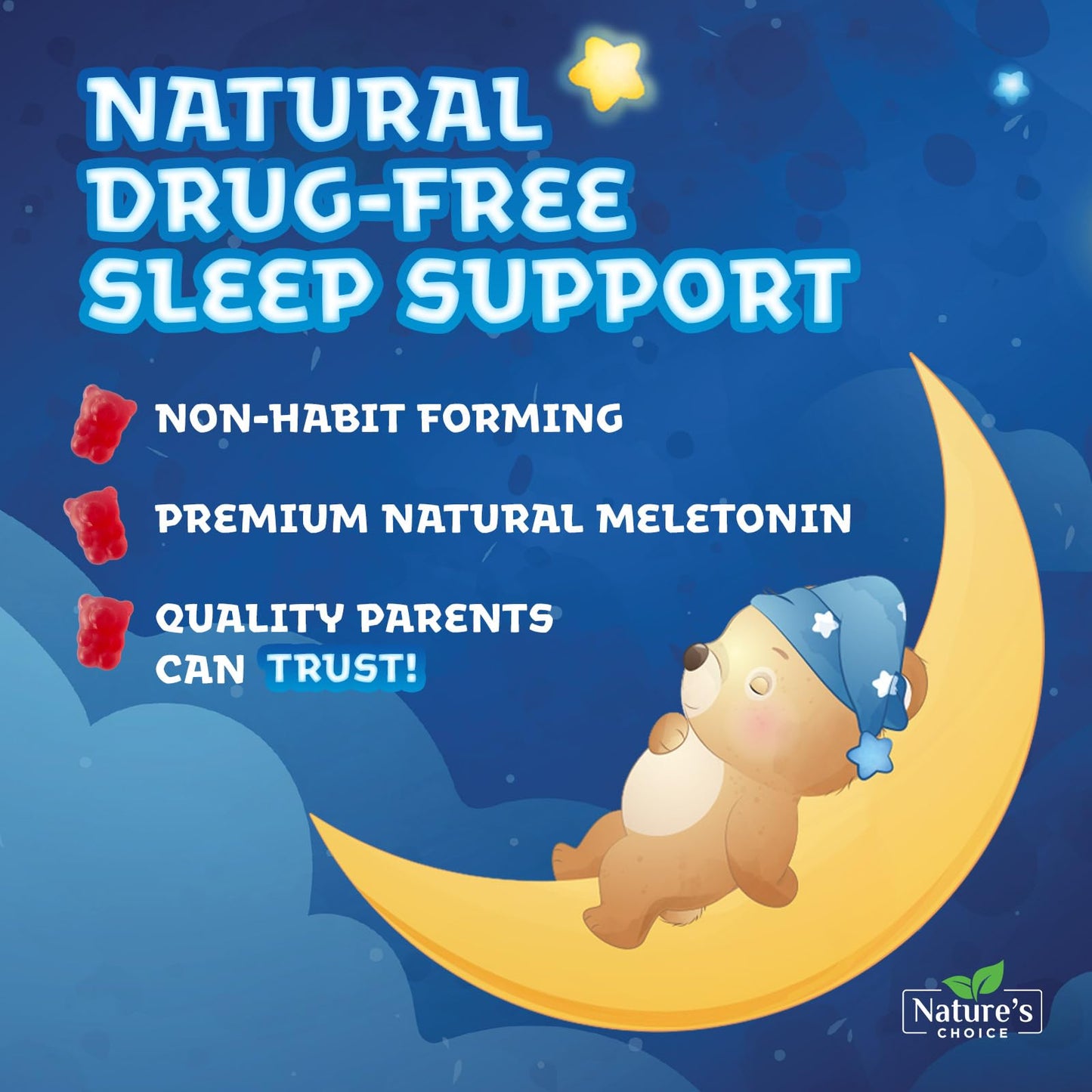 Kids Sleep Gummies 2mg for Children - Non-Habit Forming Melatonin, Natural Berry Flavor, 60 Gummies