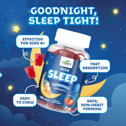 Kids Sleep Gummies 2mg for Children - Non-Habit Forming Melatonin, Natural Berry Flavor, 60 Gummies