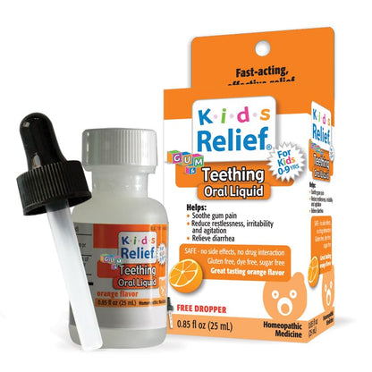Kids Teething Oral Solution Orange Flavor (0.85 oz) 25 ml – Safe, All-Natural Homeopathic