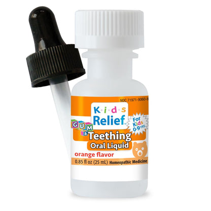 Kids Teething Oral Solution Orange Flavor (0.85 oz) 25 ml – Safe, All-Natural Homeopathic