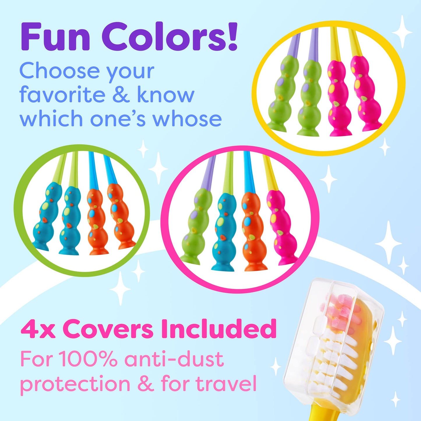Kids Toothbrush 4 Pack - Soft Bristles with Suction Cup & Child-Sized Heads (3-10 Years)