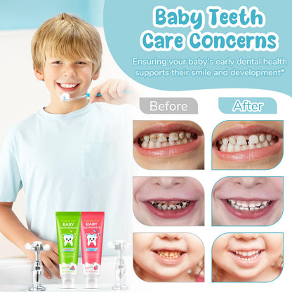 Kids Toothpaste - Fluoride Free, Cavity & Enamel Protection, Strawberry & Watermelon Flavor (Ages 2+)