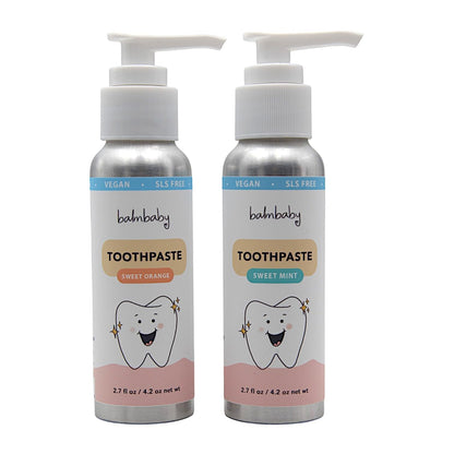 Kids Fluoride Free Toothpaste with Xylitol - Pump Bottle 2 Pack (Mint & Orange)