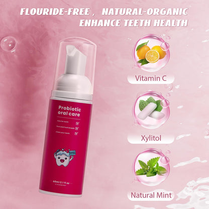 Kids Foam Toothpaste Fluoride Free - Watermelon & Strawberry Mint for U-Shaped Toothbrush