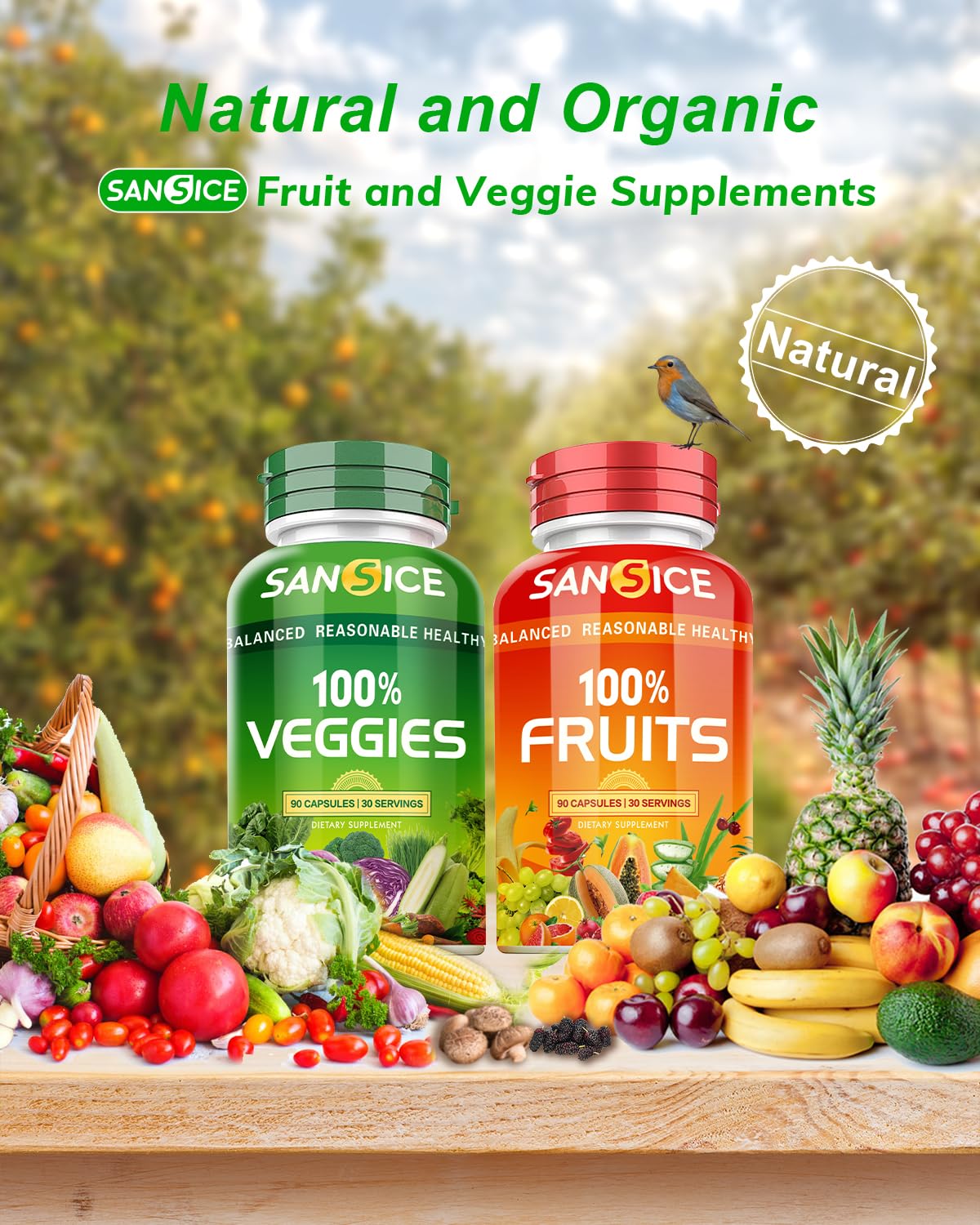 Fruits & Veggies Supplement – Natural Fruit & Vegetable Vitamins for Women, Men & Kids | Soy Free & Non-GMO