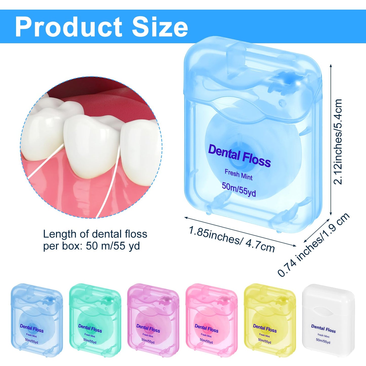 Kifmurase 60Pcs Dental Floss – Mint Flavored Travel Floss, 50m Each, 6 Colors