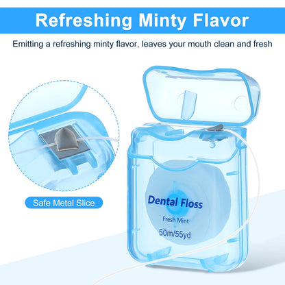 Kifmurase 60Pcs Dental Floss – Mint Flavored Travel Floss, 50m Each, 6 Colors