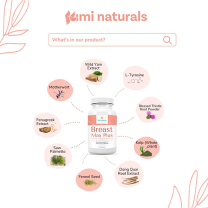 KIMI Naturals Breast Max Plus - Natural Breast Enhancement Pills (90 Capsules)
