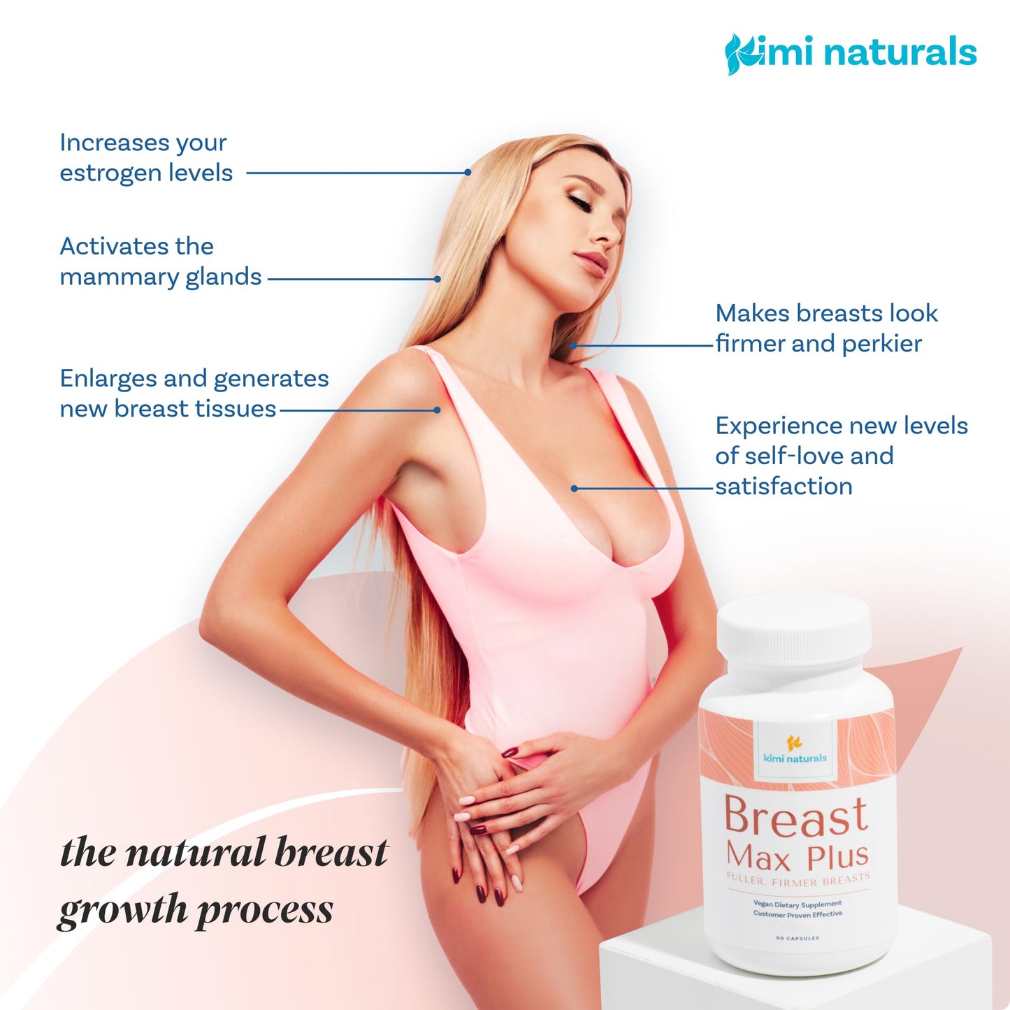 KIMI Naturals Breast Max Plus - Natural Breast Enhancement Pills (90 Capsules)