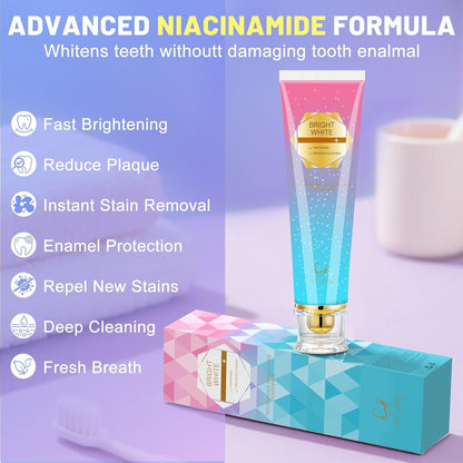 Niacinamide Whitening Toothpaste for Sensitive Teeth | Kimralur Triple Whitening | Fluoride-Free