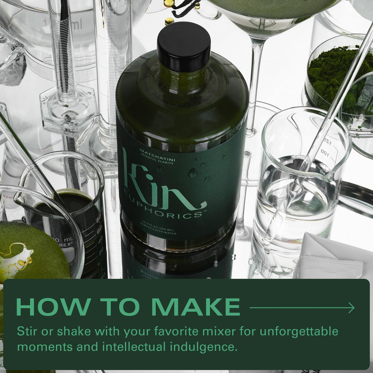 Kin Euphorics Matchatini | Non-Alcoholic Matcha Cocktail with Adaptogens, Nootropics, Botanicals | Vanilla, Maple & Tart Finish | 16.9 fl oz