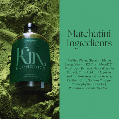 Kin Euphorics Matchatini | Non-Alcoholic Matcha Cocktail with Adaptogens, Nootropics, Botanicals | Vanilla, Maple & Tart Finish | 16.9 fl oz
