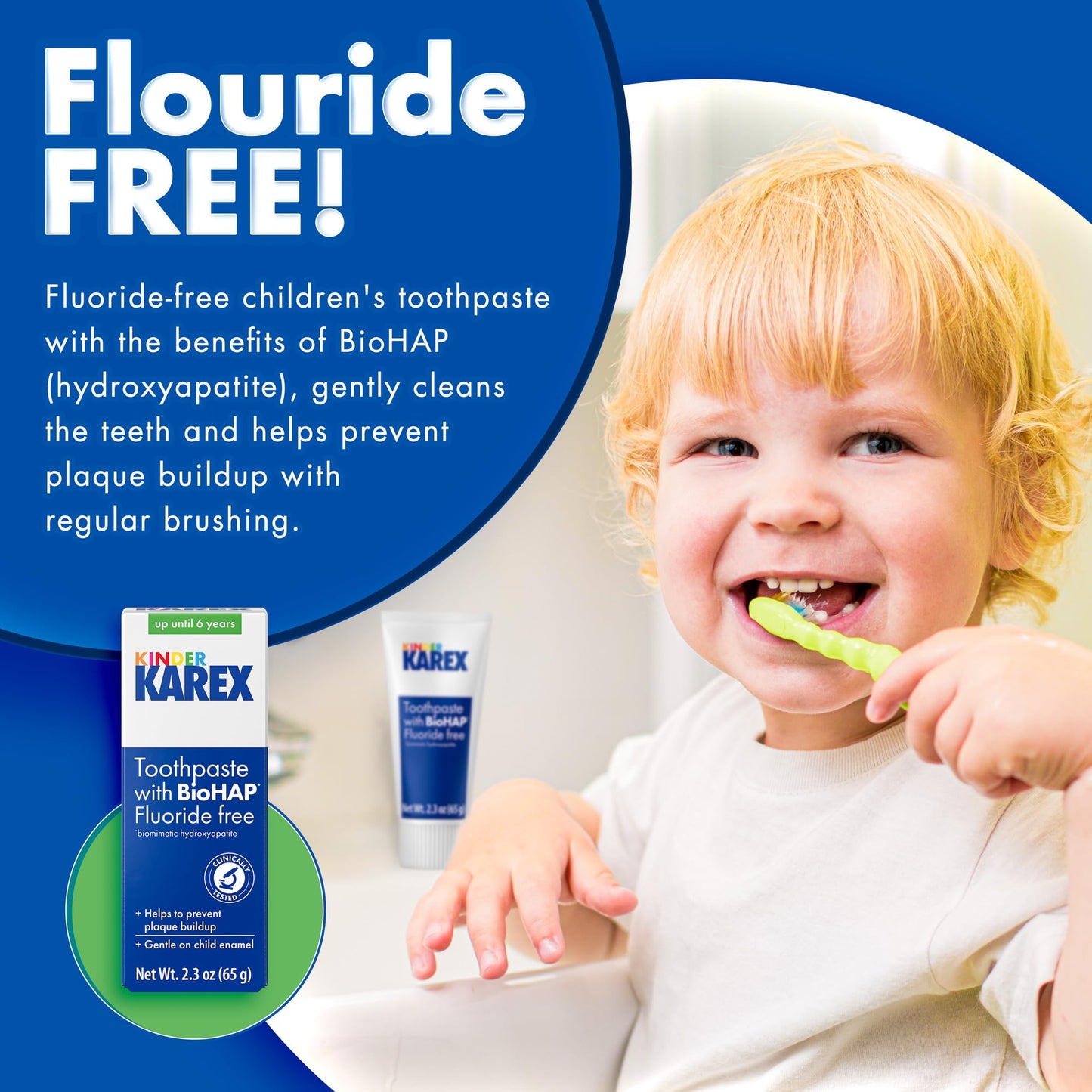 Kinder Karex Hydroxyapatite Kids Toddler Toothpaste | Fluoride Free | Clinically Tested | 2.3 oz (Pack of 3)