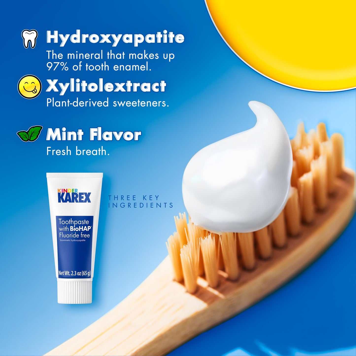 Kinder Karex Hydroxyapatite Kids Toddler Toothpaste | Fluoride Free | Clinically Tested | 2.3 oz (Pack of 3)