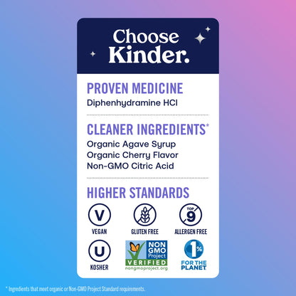 KinderMed Kids' Allergy Medicine with Diphenhydramine HCl – Organic Cherry Flavor, 4 oz (Ages 6-11)
