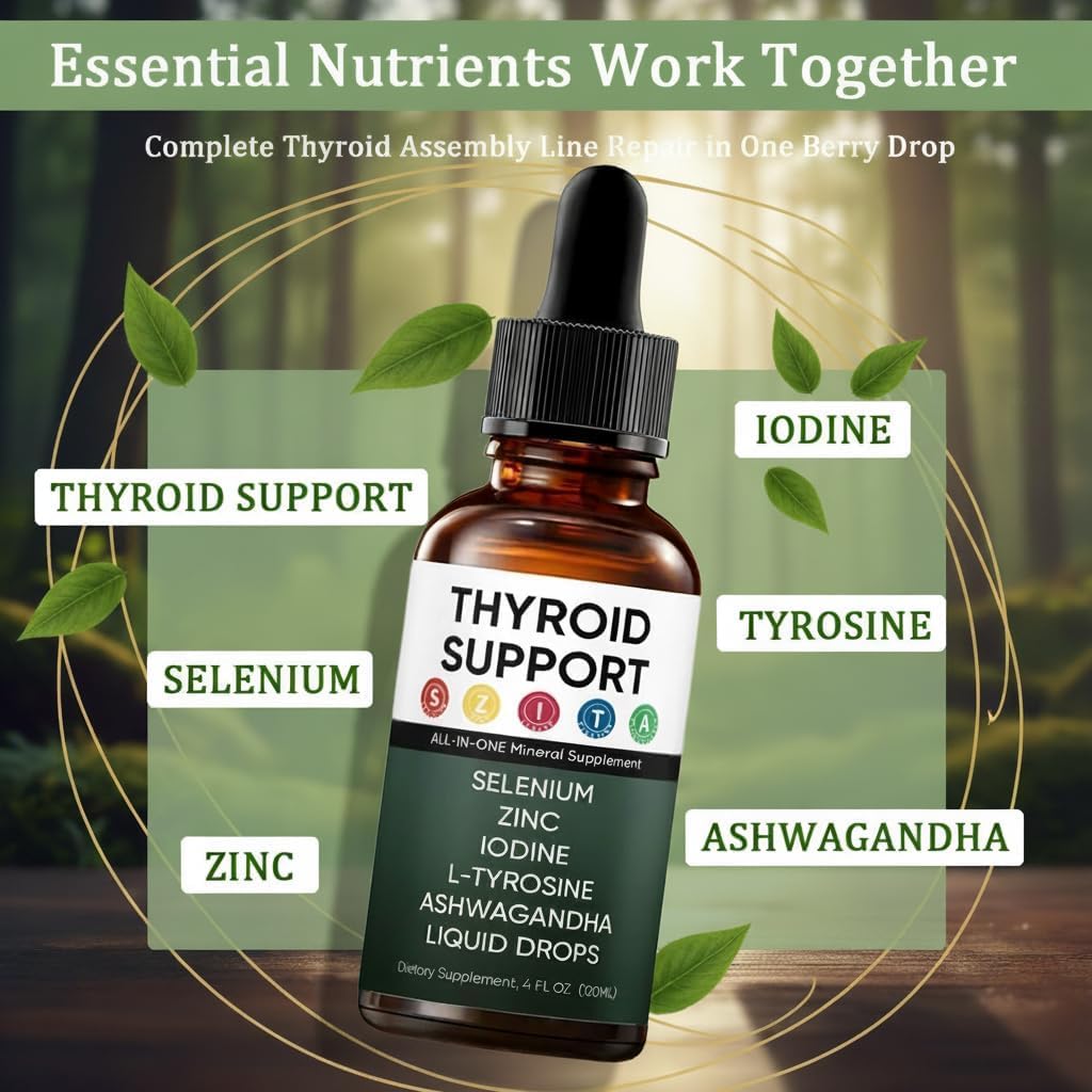 Kindled Thyroid Support Drops – Actora Liquid Supplement with Selenium, Zinc & Iodine (120 ml)
