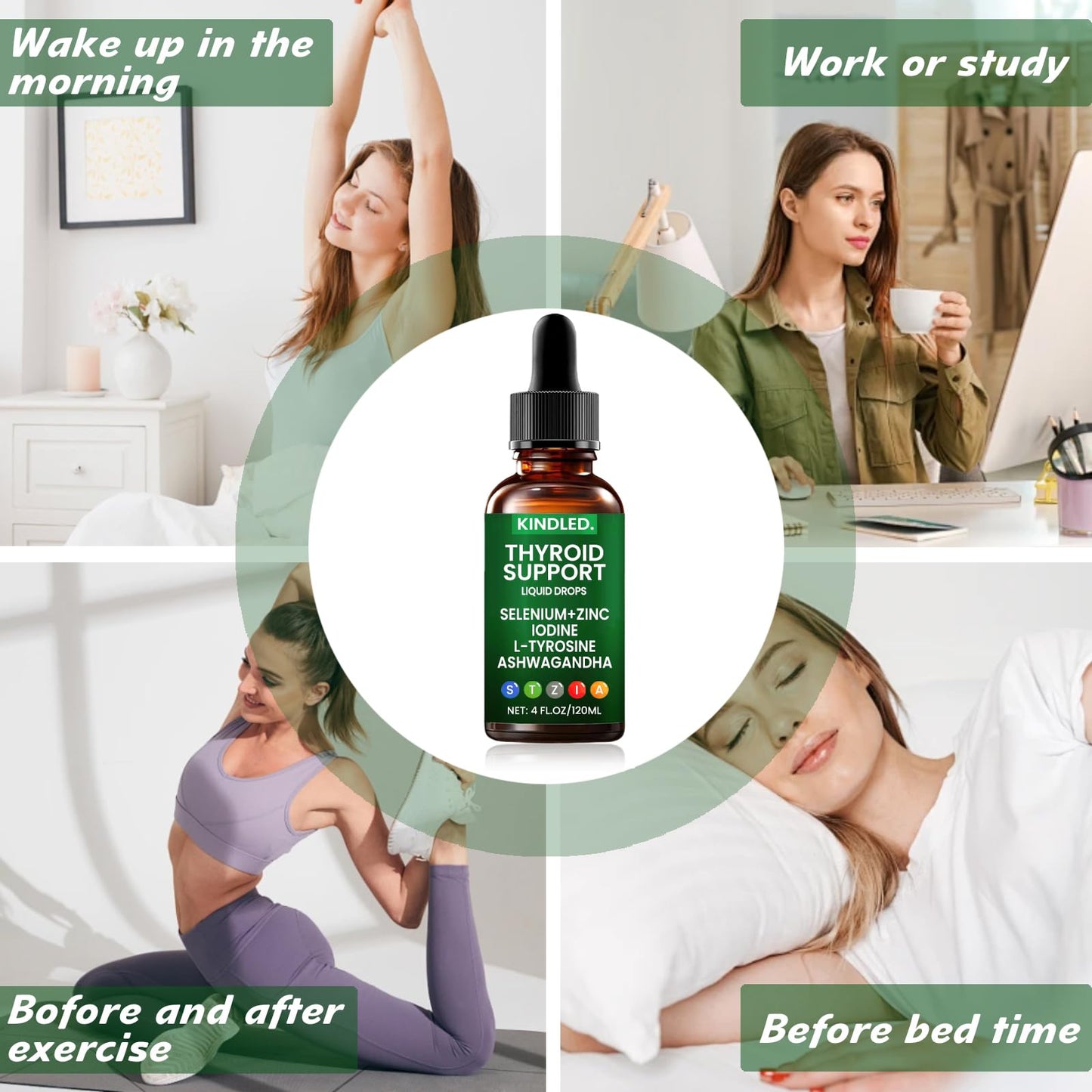 Kindled Thyroid Support Drops – Selenium, Zinc, Iodine, L-Tyrosine & Ashwagandha | 4 oz