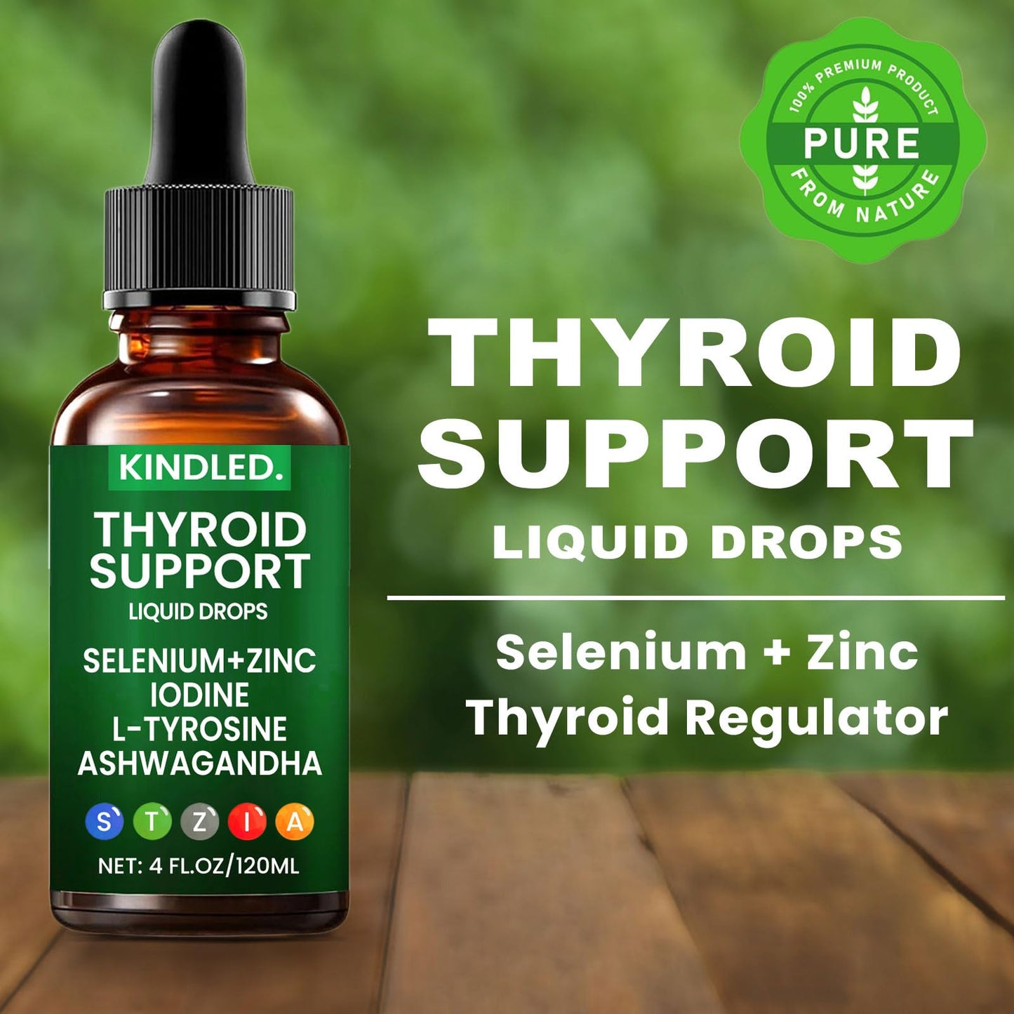 Kindled Thyroid Support Drops – Selenium, Zinc, Iodine, L-Tyrosine & Ashwagandha | 4 oz