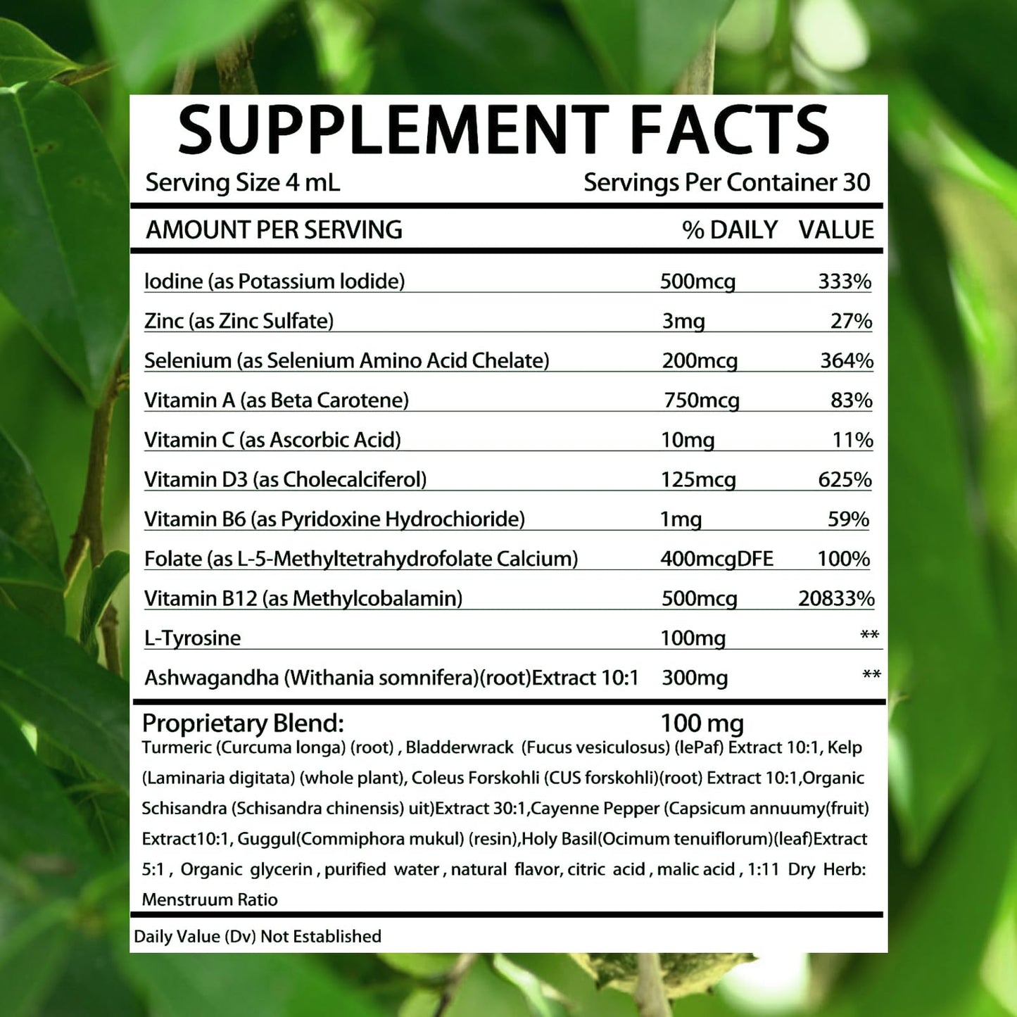 Kindled Thyroid Support Drops – Selenium, Zinc, Iodine, L-Tyrosine & Ashwagandha | 4 oz