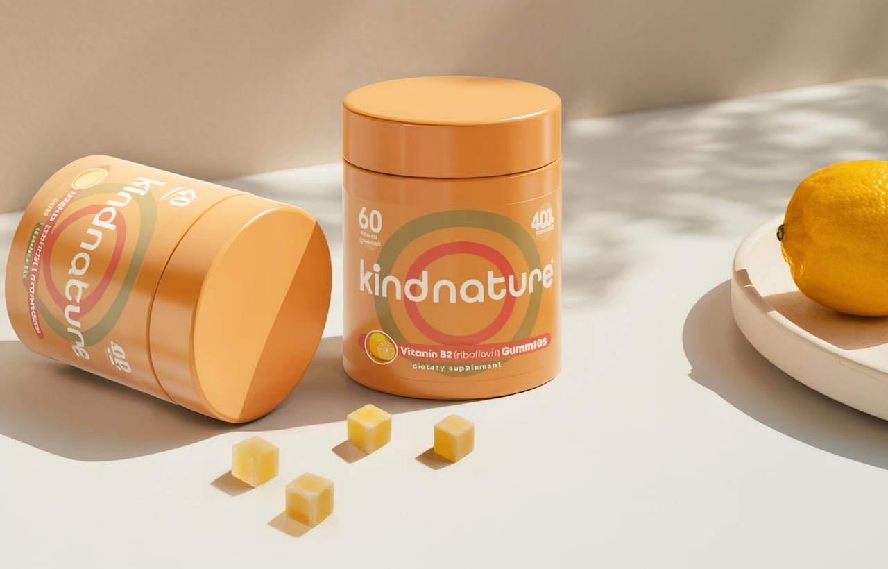 kindnature Vitamin B2 Gummies - Riboflavin 400mg | Vegan, Non-GMO, Soy & Gluten-Free (30 Day Supply)