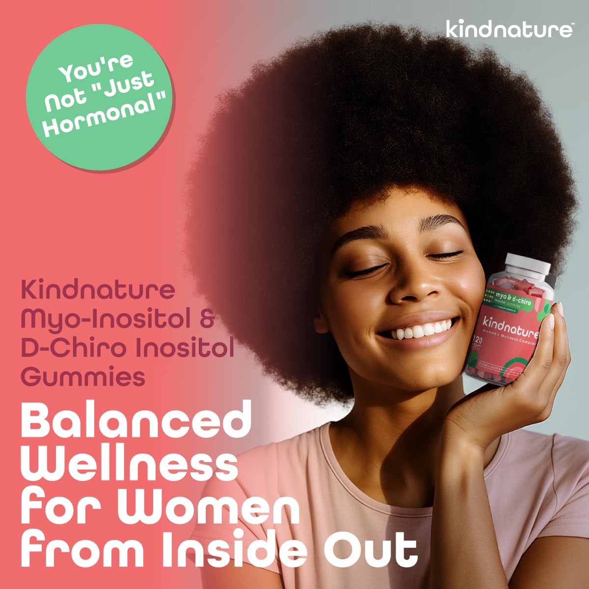 kindnature Myo-Inositol & D-Chiro Inositol Gummies with Vitamin D & Folate – 40:1 Ratio – 30 Day Supply