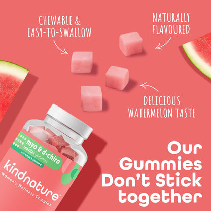 kindnature Myo-Inositol & D-Chiro Inositol Gummies with Vitamin D & Folate – 40:1 Ratio – 30 Day Supply