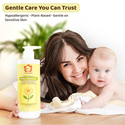 KINDORA 2-in-1 Calendula & Oat Baby Shampoo & Body Wash | Tear-Free, Hypoallergenic